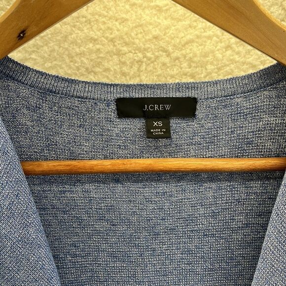 J Crew Sweater Womens XS Blue Open Front along‎ Cardigan Pockets - Picture 2 of 6
